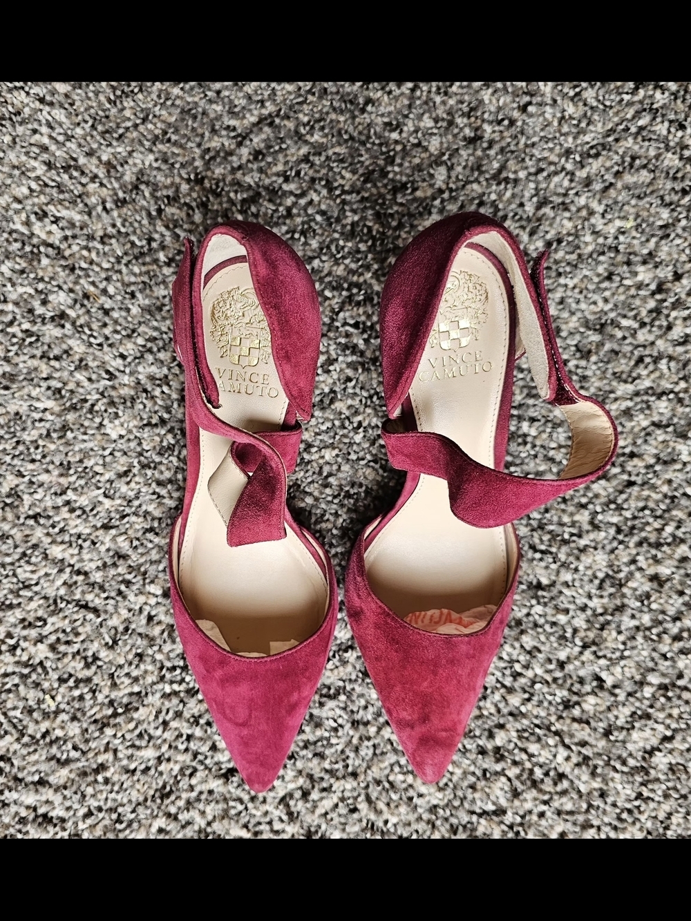 Vince Camuto Women's Wine Suede Pointed-Toe Ankle-Strap Heels